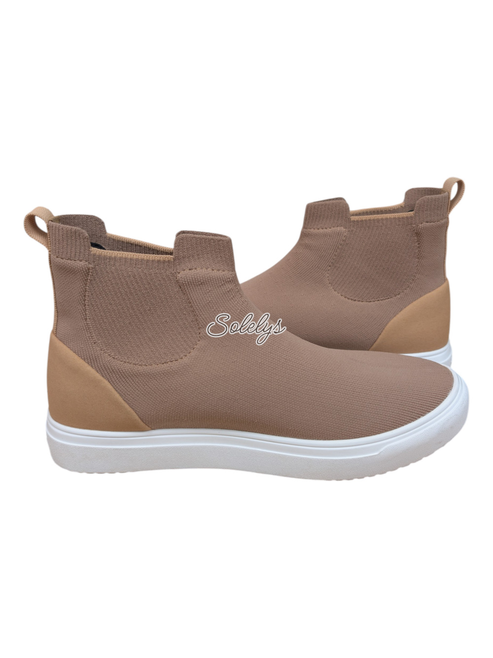 Vessi Uptown Chelsea Womens 8.5 Teak Tan Waterproof Dyma-Tex Knit Sneaker Boot